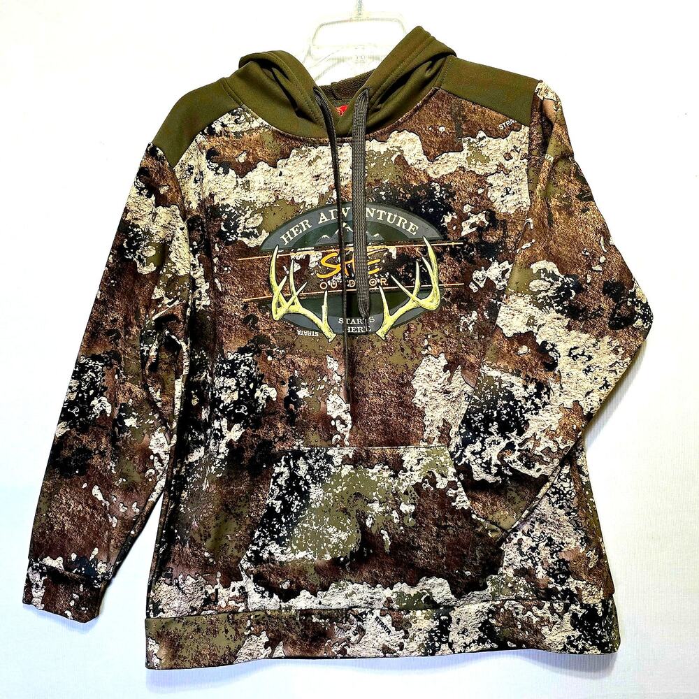 SHE Outdoor Womens L Camo Hoodie Her Adventure Starts Here Hunting Pullover